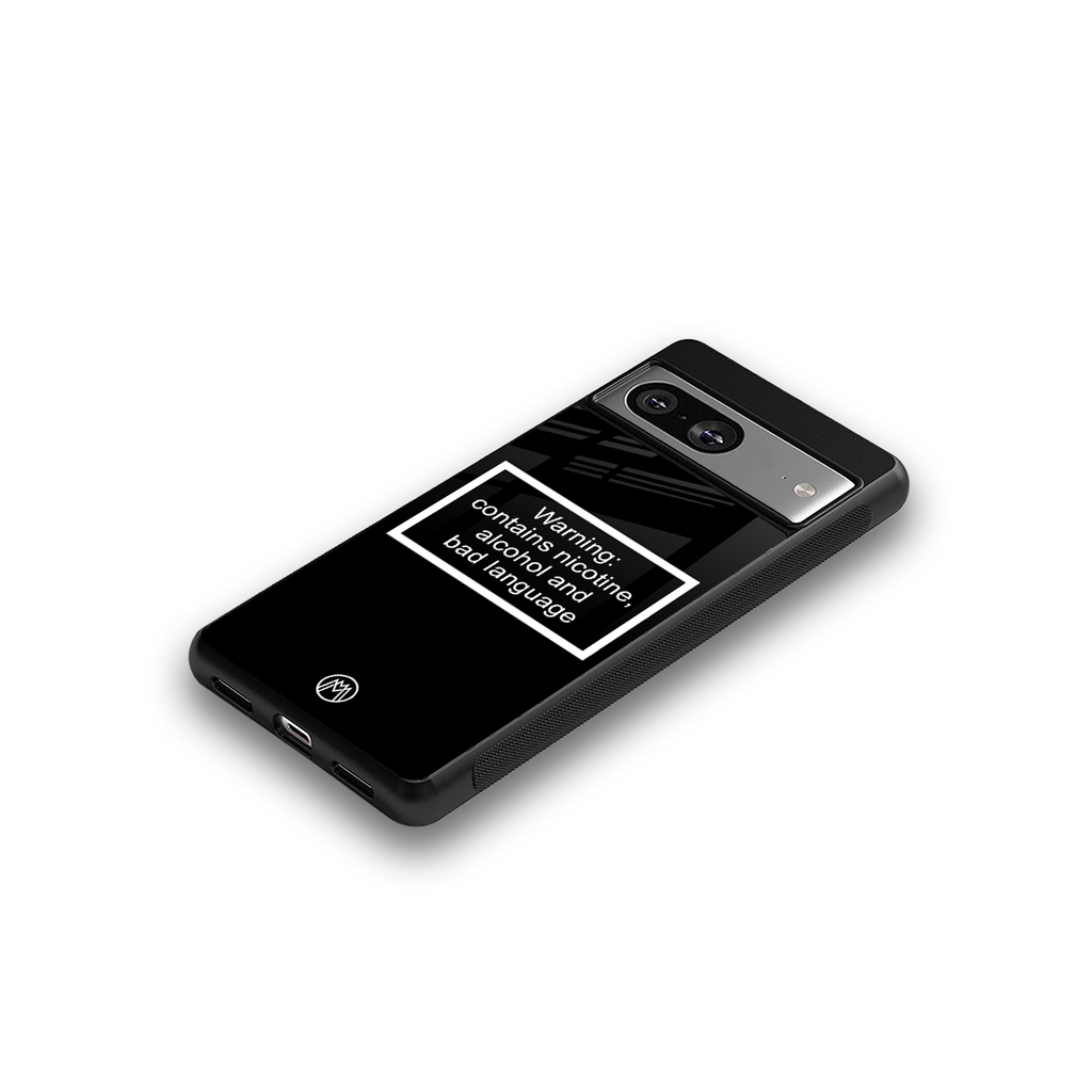 warning sign black edition back phone cover | glass case for Google Pixel 8
