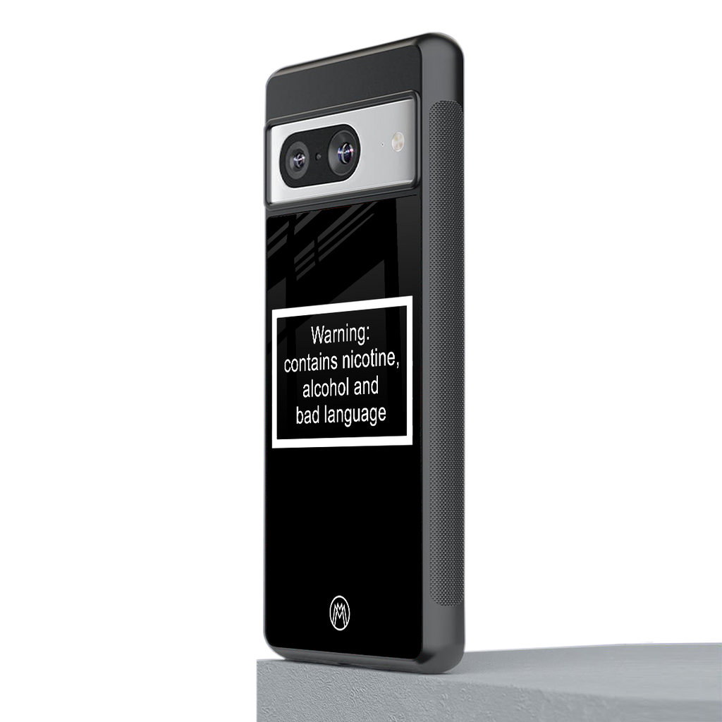 warning sign black edition back phone cover | glass case for Google Pixel 8