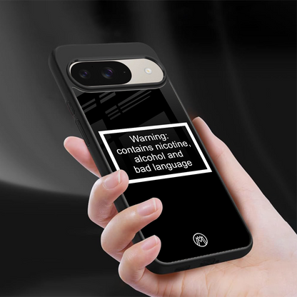 warning sign black edition back phone cover | glass case for google pixel 9