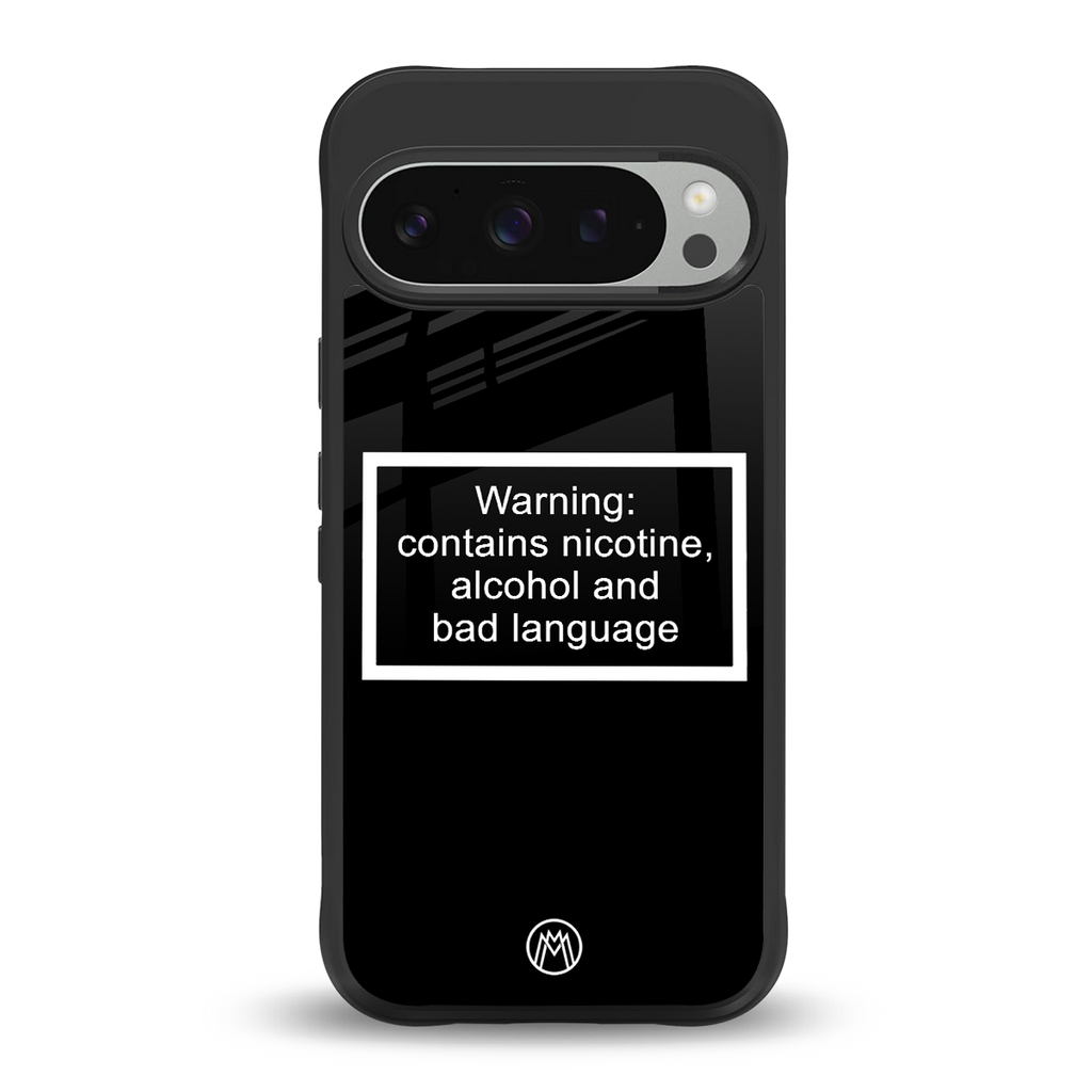 warning sign black edition back phone cover | glass case for google pixel 9 pro