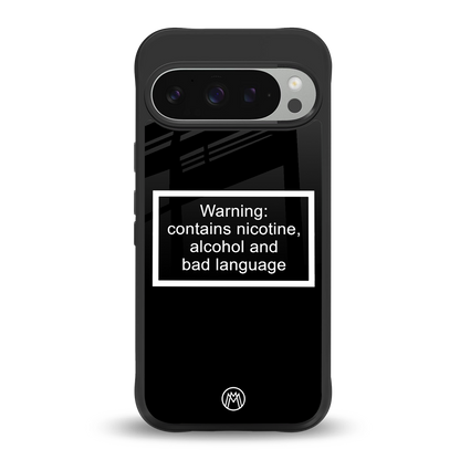 warning sign black edition back phone cover | glass case for google pixel 9 pro xl