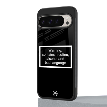 warning sign black edition back phone cover | glass case for google pixel 9 pro