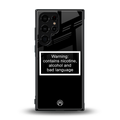 warning sign black edition back phone cover | glass case for samsung galaxy s23 ultra
