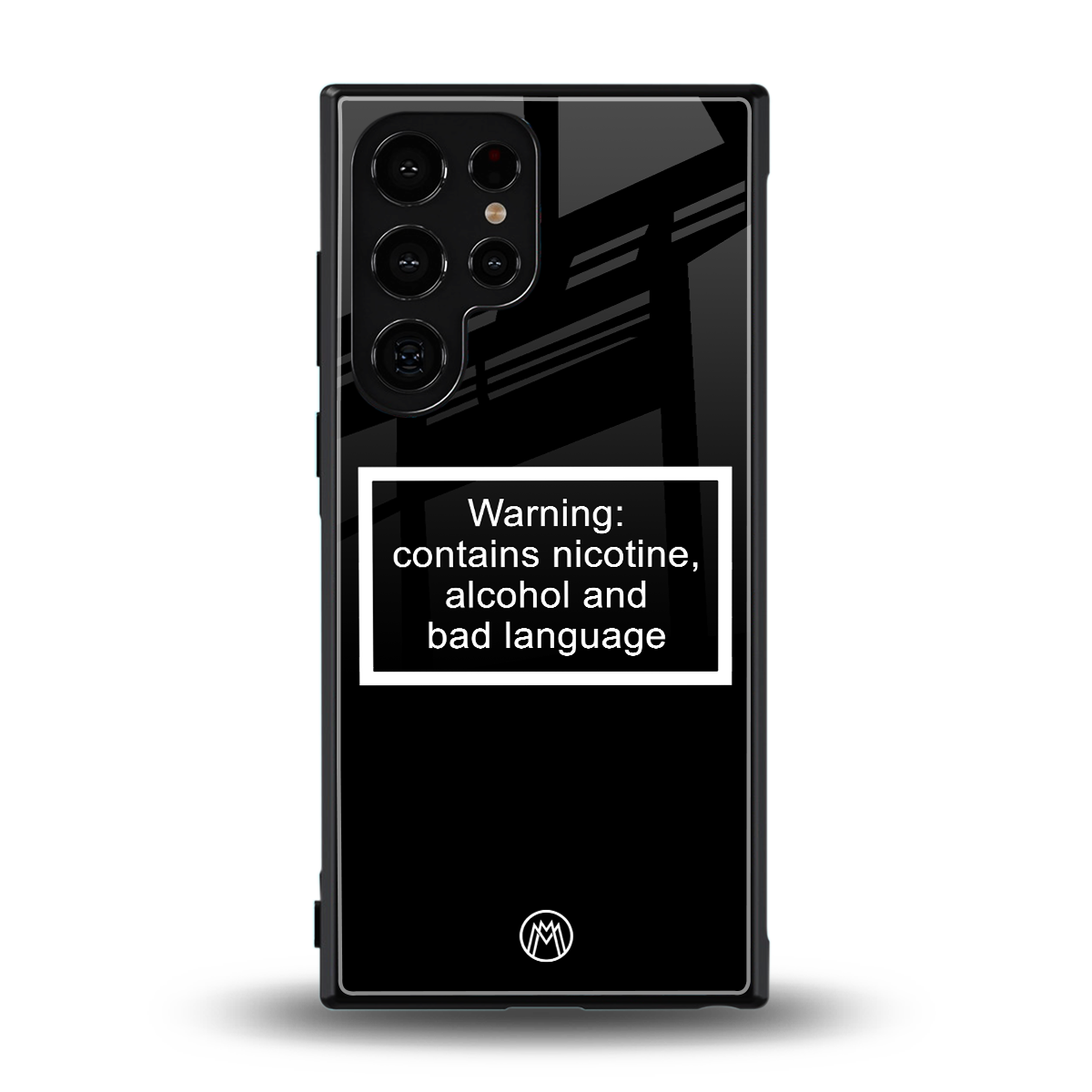 warning sign black edition back phone cover | glass case for samsung galaxy s23 ultra