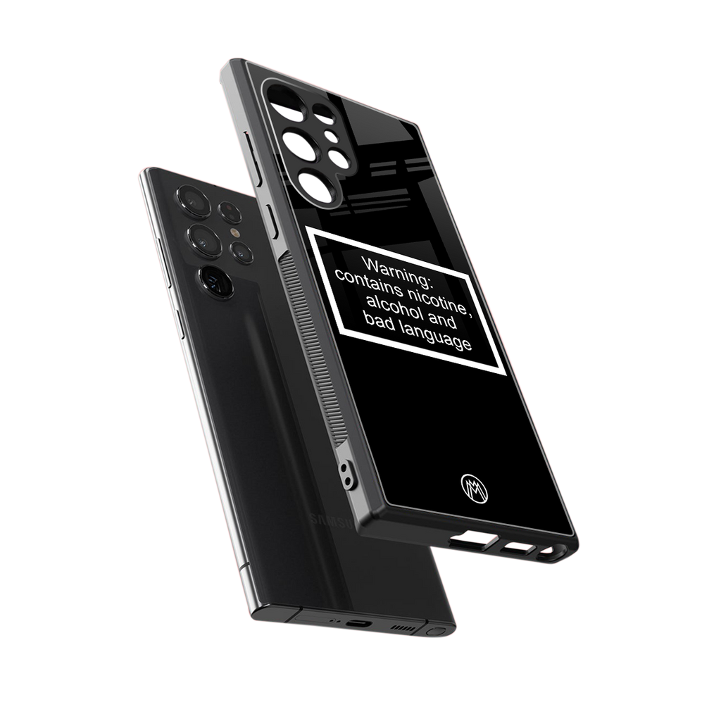 warning sign black edition back phone cover | glass case for samsung galaxy s23 ultra