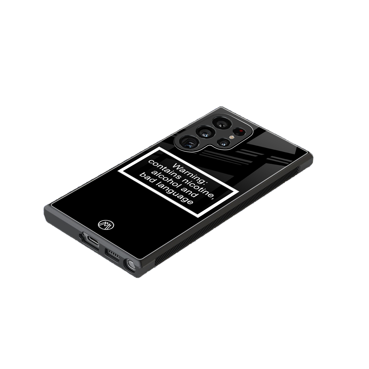 warning sign black edition back phone cover | glass case for samsung galaxy s23 ultra