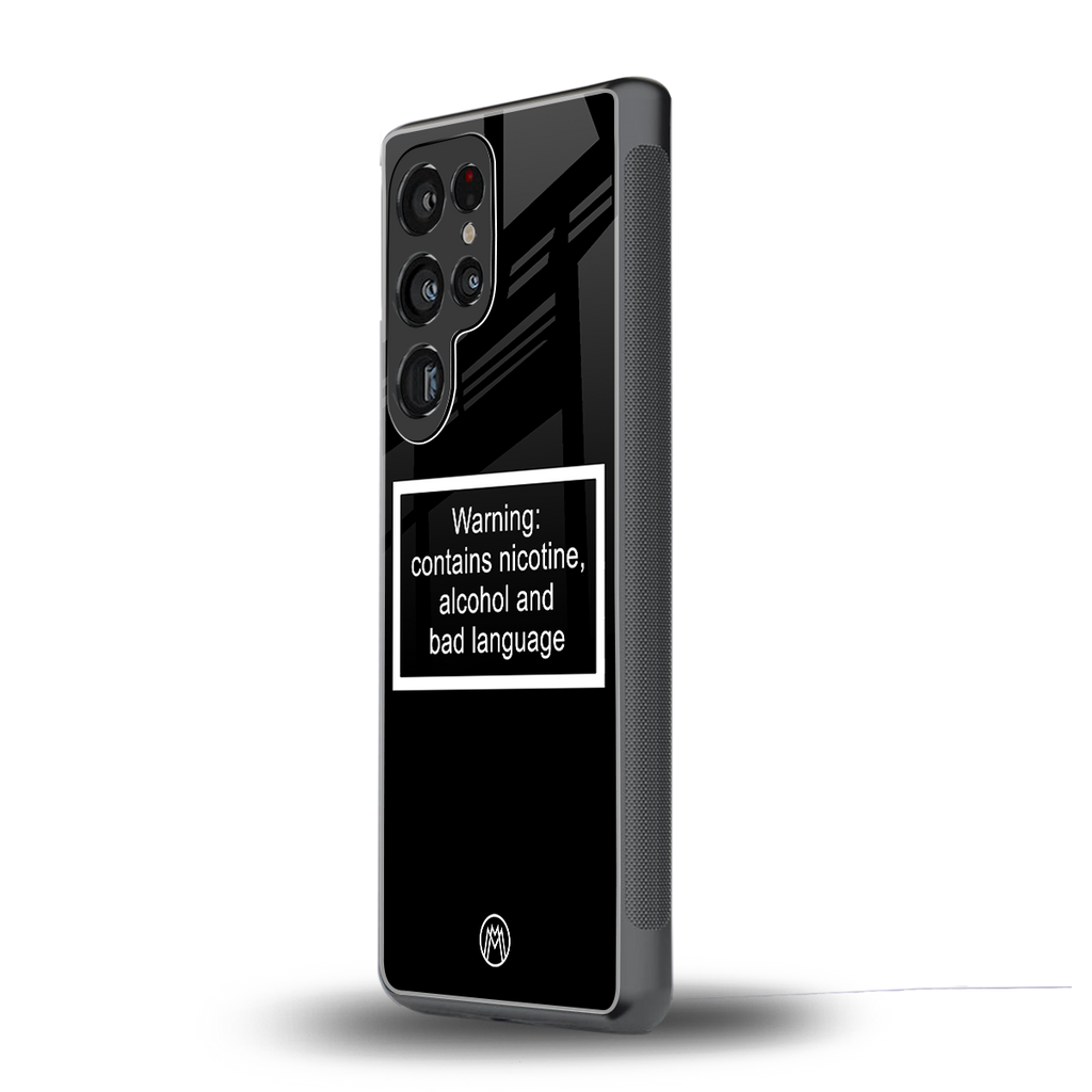 warning sign black edition back phone cover | glass case for samsung galaxy s25 ultra