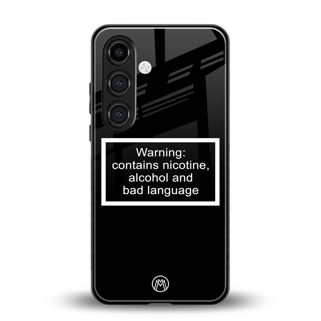 warning sign black edition back phone cover | glass case for samsung galaxy s24 fe