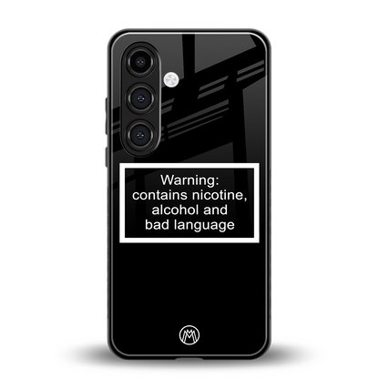 warning sign black edition back phone cover | glass case for samsung galaxy s24 fe