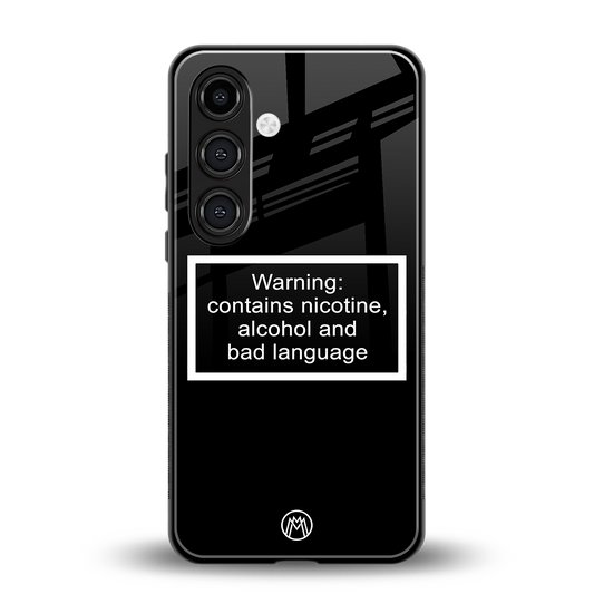 warning sign black edition back phone cover | glass case for samsung galaxy s23 plus