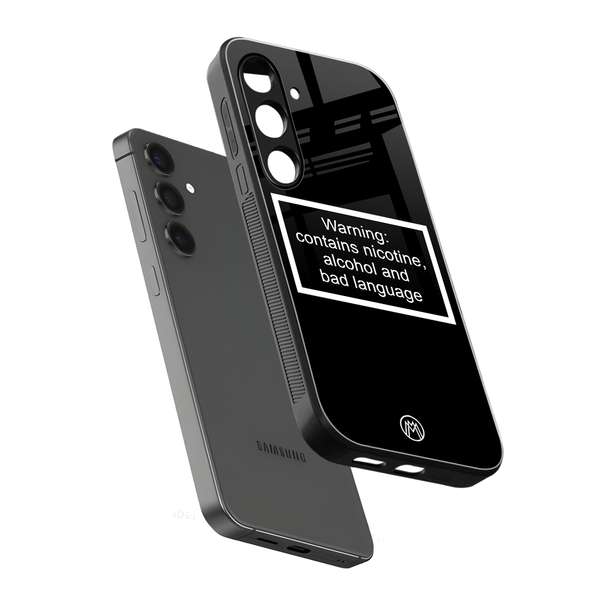warning sign black edition back phone cover | glass case for samsung galaxy s24