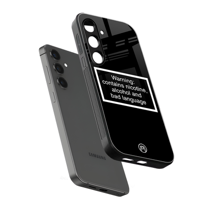 warning sign black edition back phone cover | glass case for samsung galaxy s23 plus