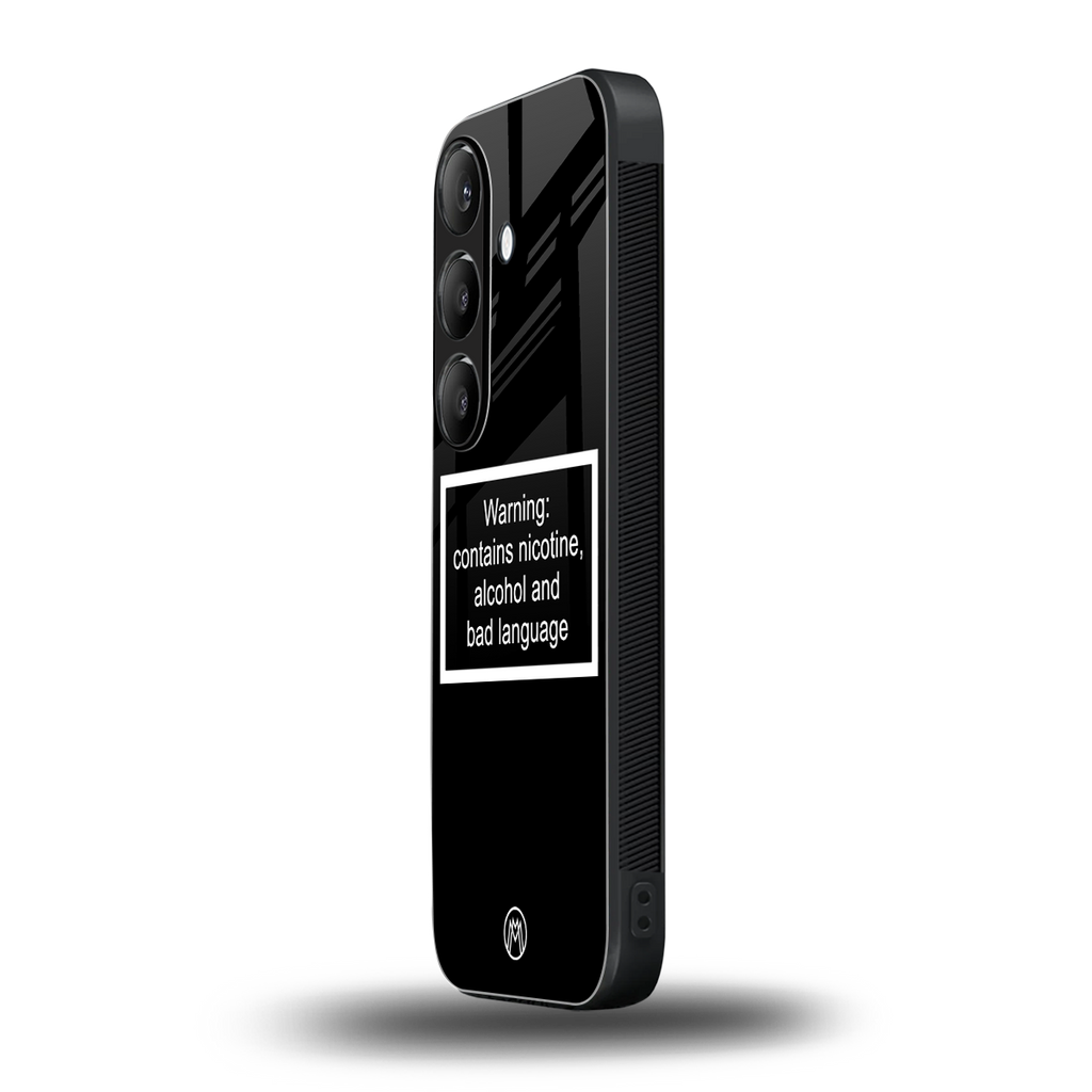 warning sign black edition back phone cover | glass case for samsung galaxy s24 fe