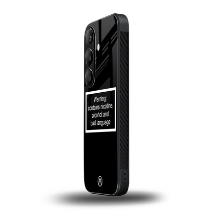 warning sign black edition back phone cover | glass case for samsung galaxy s24 fe