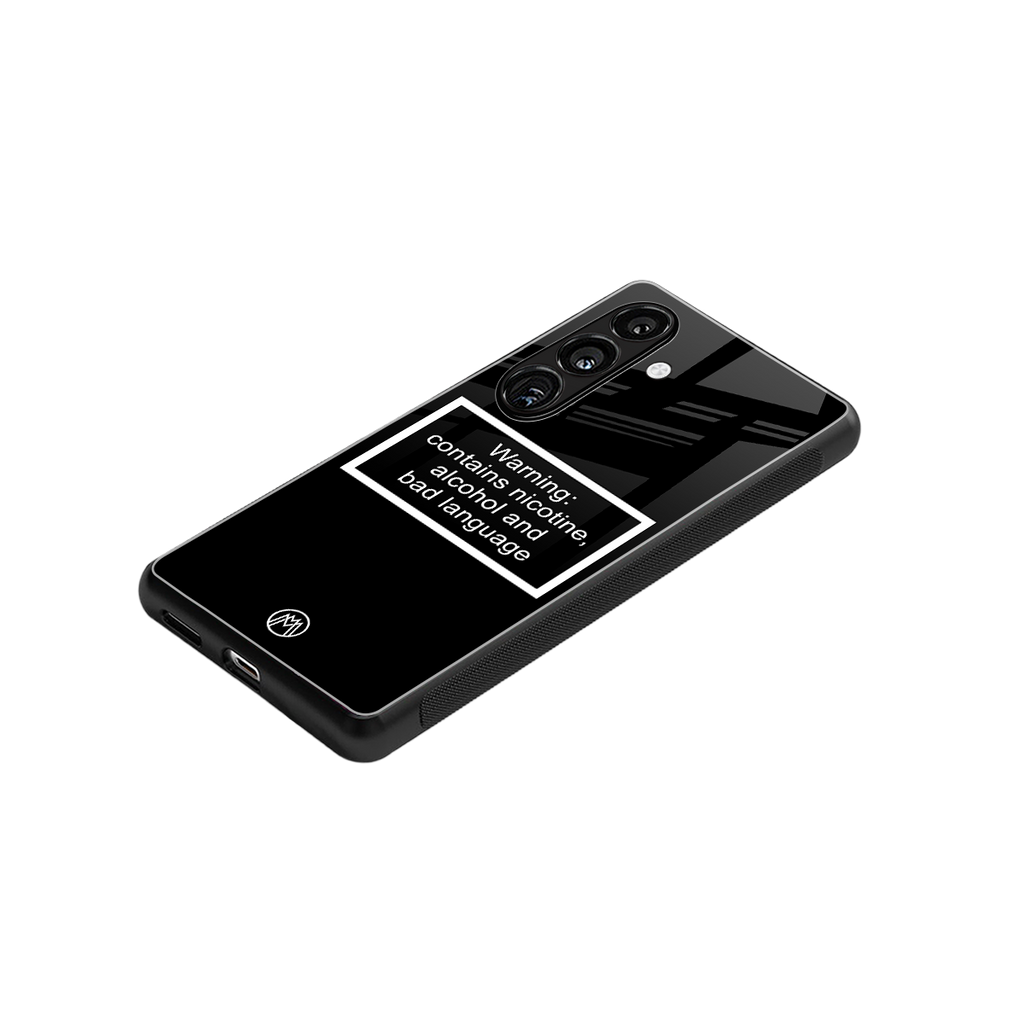 warning sign black edition back phone cover | glass case for samsung galaxy s25