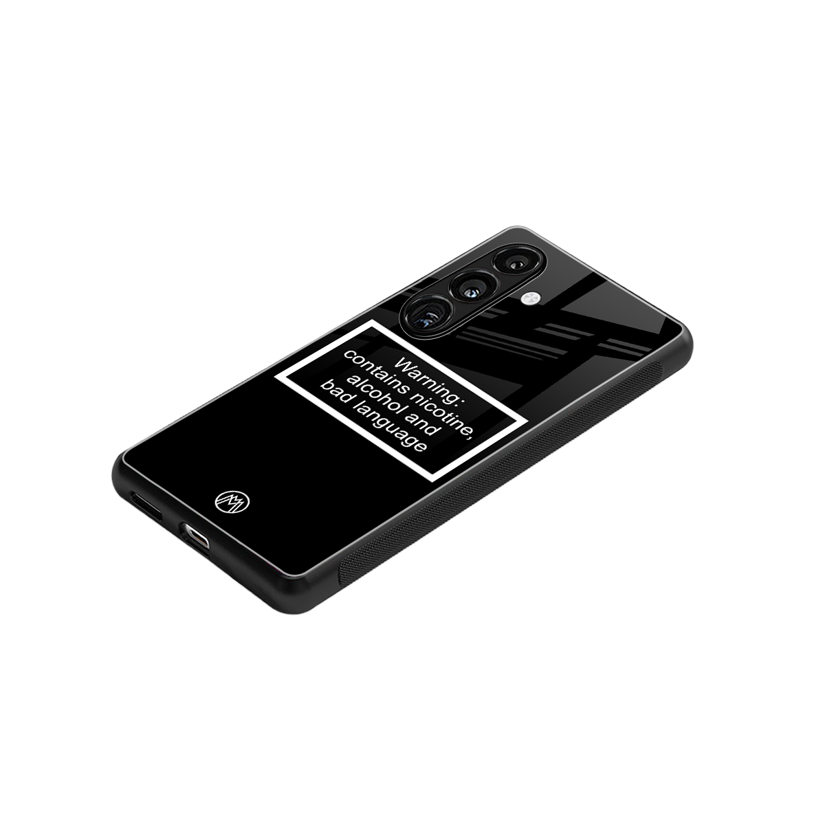 warning sign black edition back phone cover | glass case for samsung galaxy s23 plus