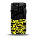 warning tape back phone cover | glass case for iphone 13 mini