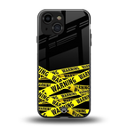 warning tape back phone cover | glass case for iphone 13 mini