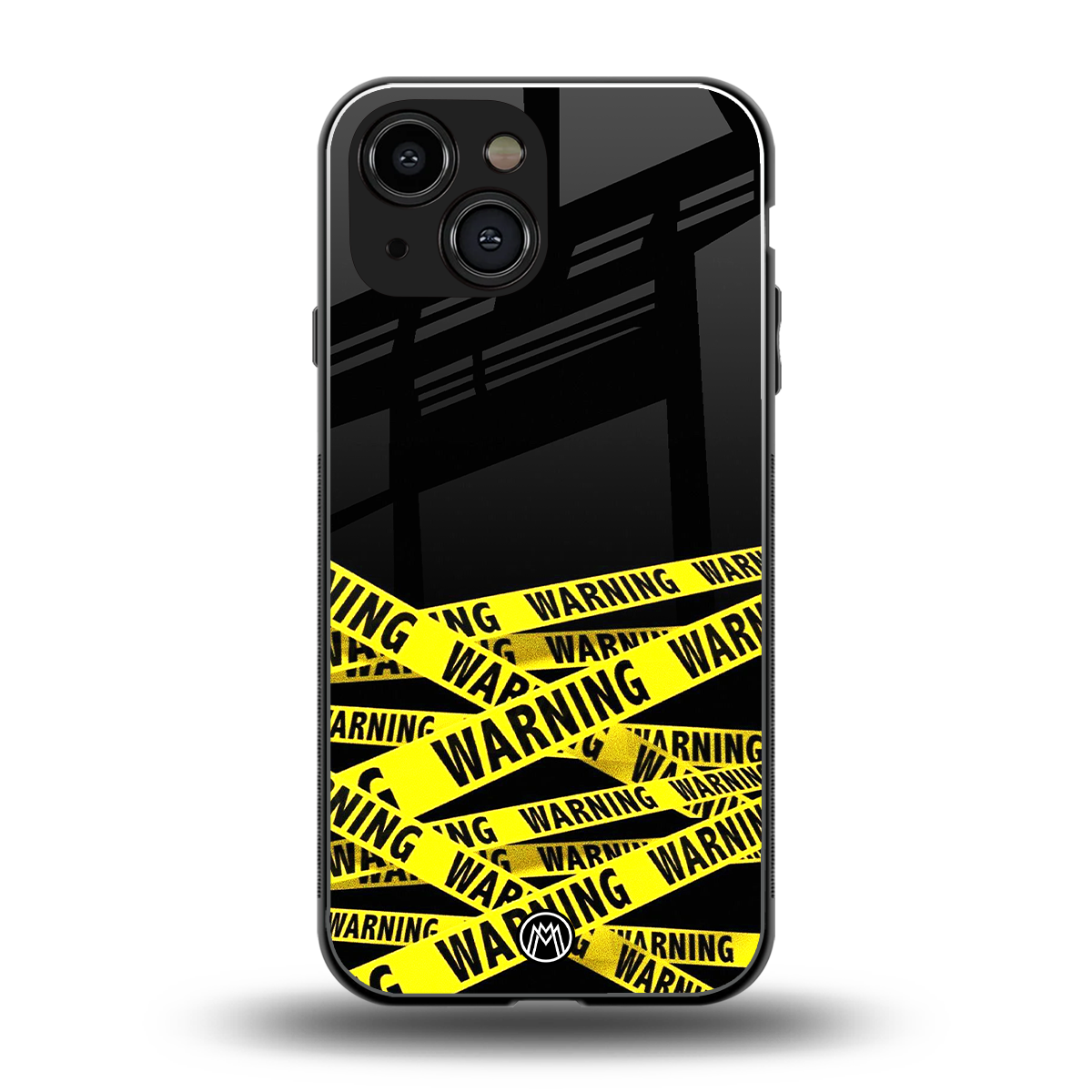 warning tape back phone cover | glass case for iphone 13 mini