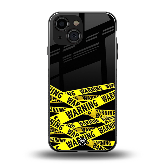 warning tape back phone cover | glass case for iphone 13 mini