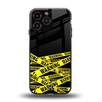 warning tape back phone cover | glass case for iphone 13 pro max