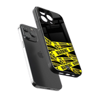 warning tape back phone cover | glass case for iphone 13 pro max