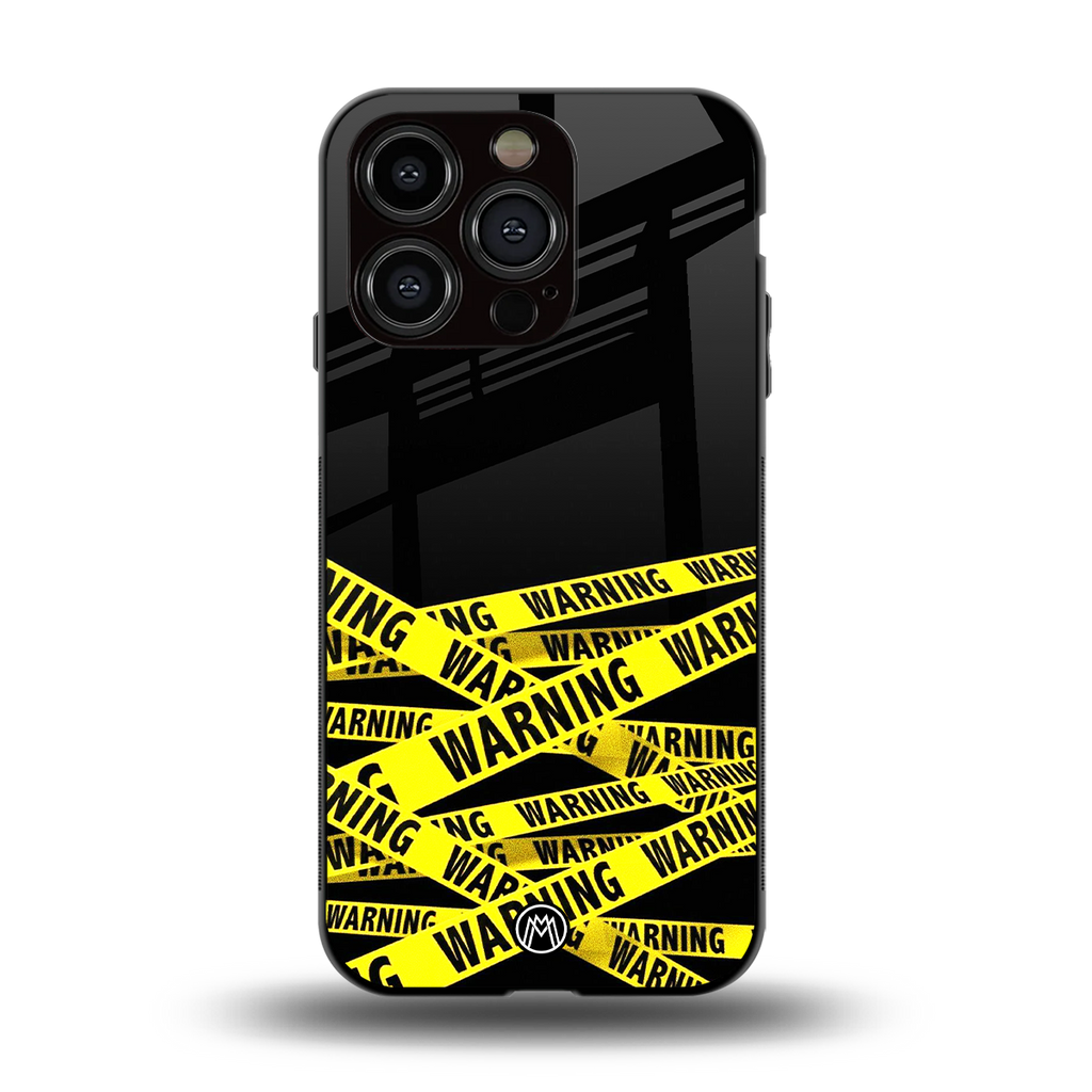 warning tape back phone cover | glass case for iphone 13 pro