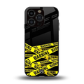 warning tape back phone cover | glass case for iphone 13 pro