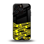 warning tape back phone cover | glass case for iphone 13 pro