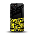 warning tape back phone cover | glass case for iphone 13