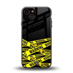warning tape back phone cover | glass case for iphone 13