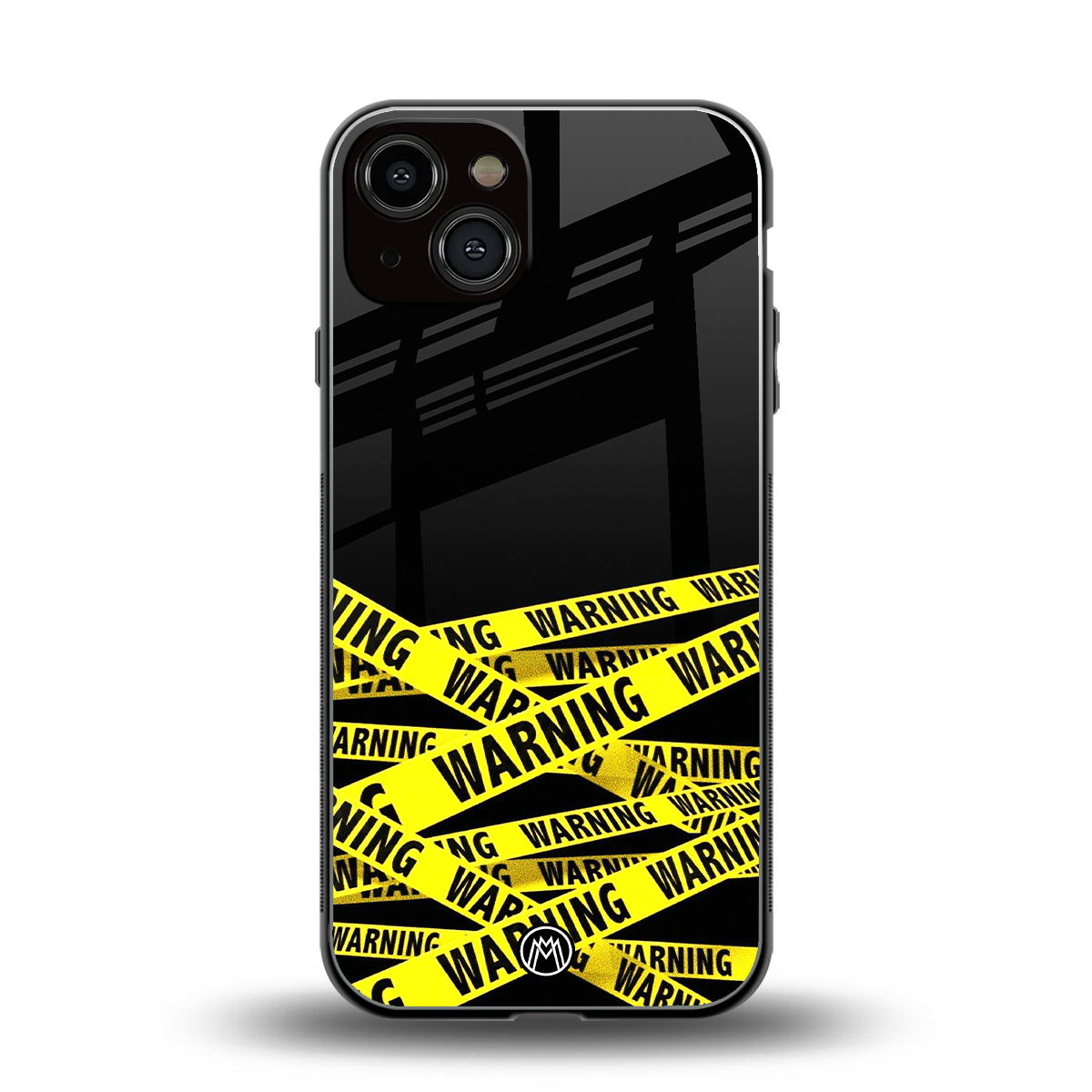 warning tape back phone cover | glass case for iphone 13