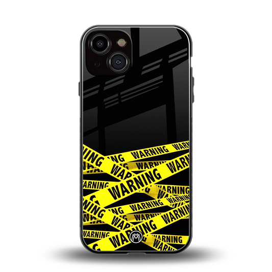 warning tape back phone cover | glass case for iphone 13