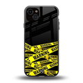 warning tape back phone cover | glass case for iphone 14 plus