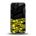 warning tape back phone cover | glass case for iphone 14 plus