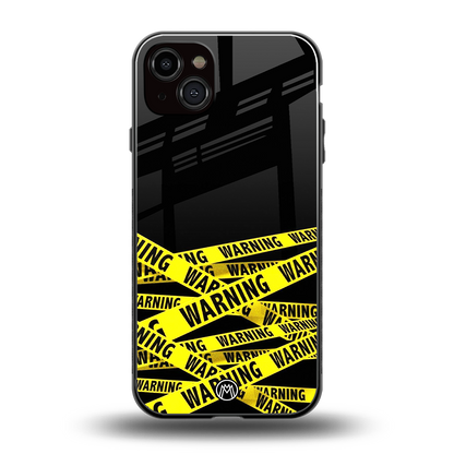 warning tape back phone cover | glass case for iphone 14 plus