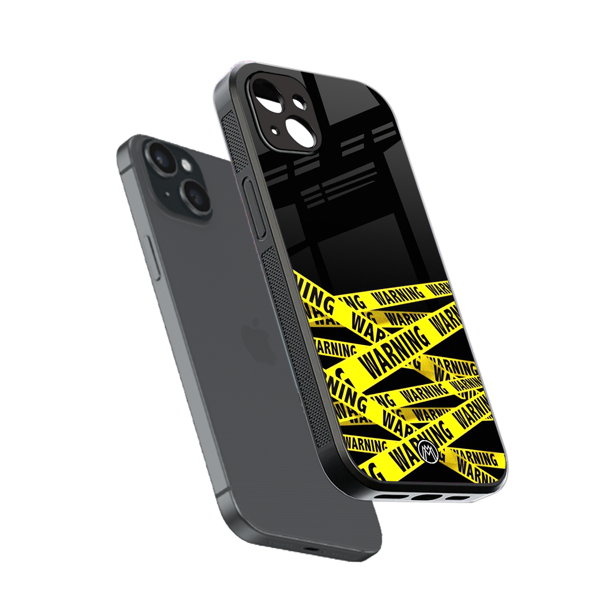 warning tape back phone cover | glass case for iphone 15 plus