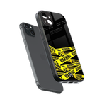 warning tape back phone cover | glass case for iphone 14 plus