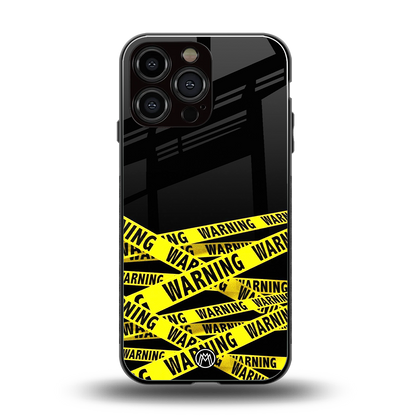 warning tape back phone cover | glass case for iphone 14 pro max