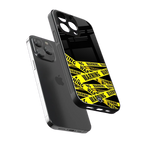 warning tape back phone cover | glass case for iphone 14 pro max