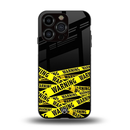 warning tape back phone cover | glass case for iphone 15 pro