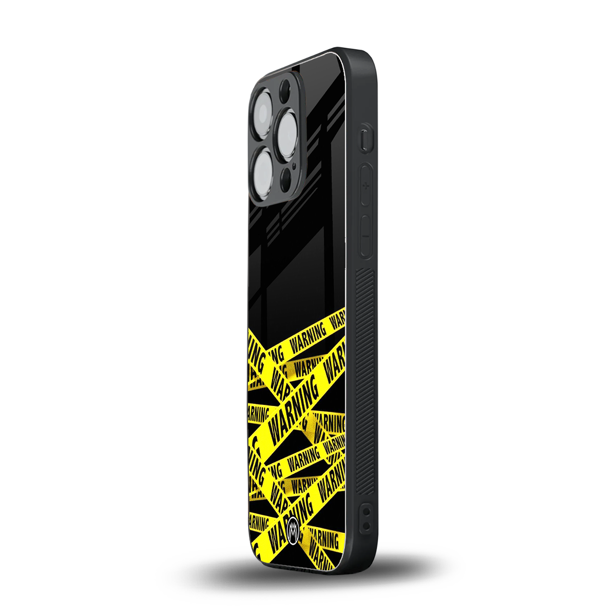 warning tape back phone cover | glass case for iphone 15 pro
