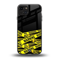 warning tape back phone cover | glass case for iphone 15