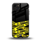 warning tape back phone cover | glass case for iphone 15