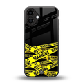 warning tape back phone cover | glass case for iphone 16 plus