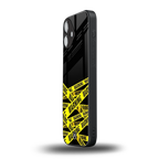 warning tape back phone cover | glass case for iphone 16 plus