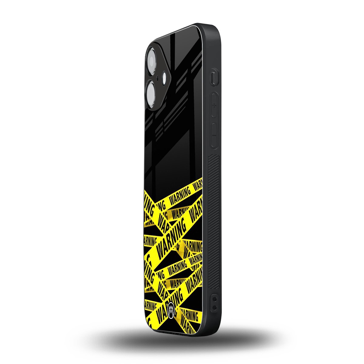 warning tape back phone cover | glass case for iphone 16 plus