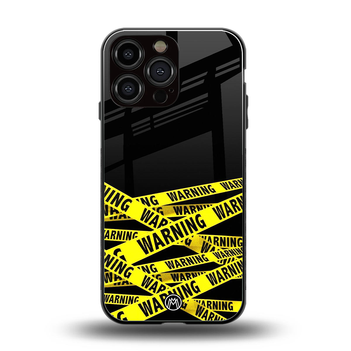 warning tape back phone cover | glass case for iphone 16 pro max