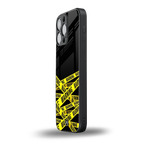 warning tape back phone cover | glass case for iphone 16 pro max
