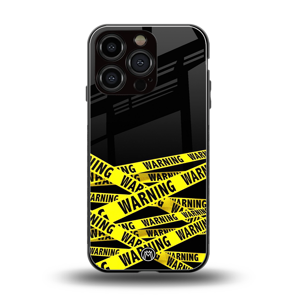 warning tape back phone cover | glass case for iphone 16 pro